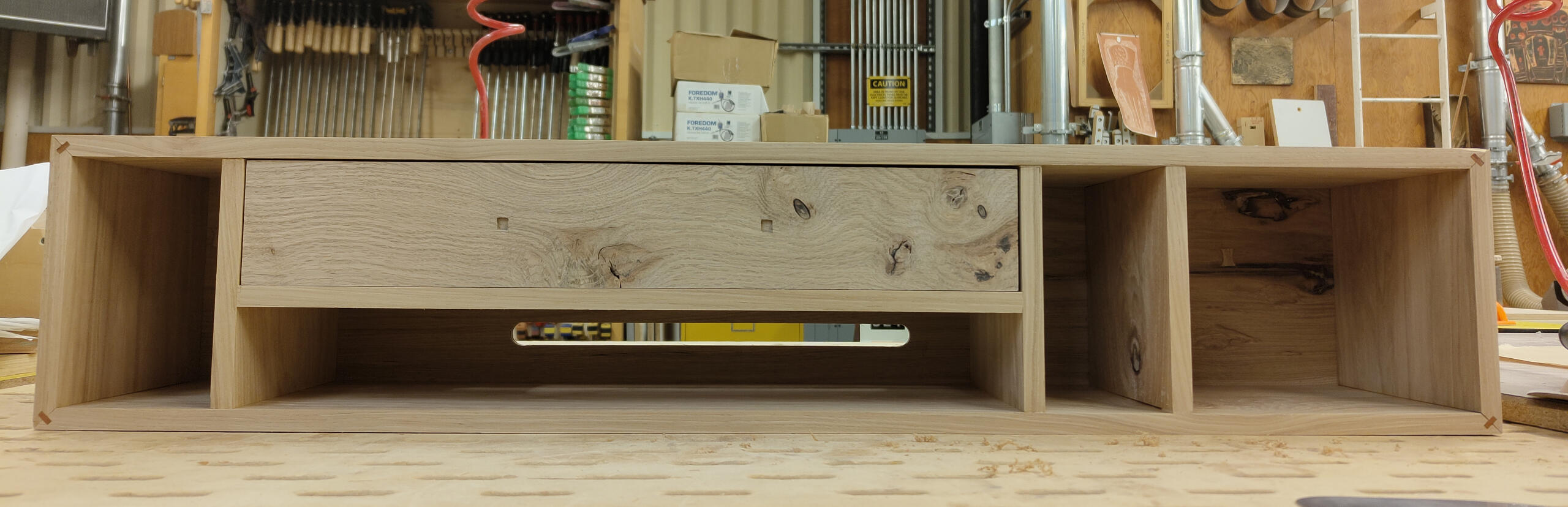 Monitor Stand - Fall 2023. Before attaching drawer pulls and applying finish.